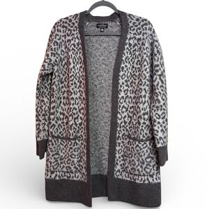 Lucky Brand Gray Leopard Cardigan